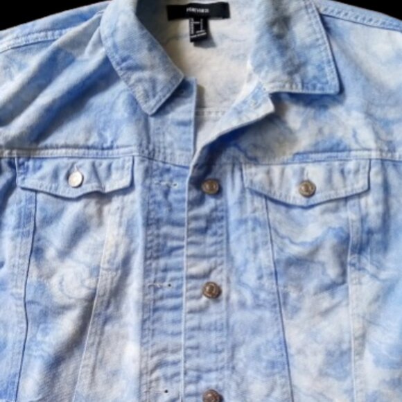 Forever 21 Tie Dye distressed crop Jacket Small Original Price $34 - Picture 2 of 3